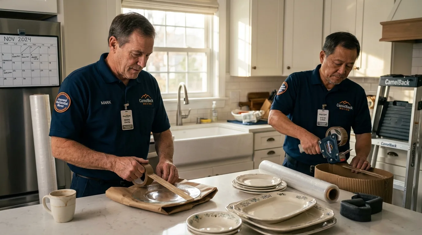 Professional crew packing kitchen dishware in Aspermont, TX